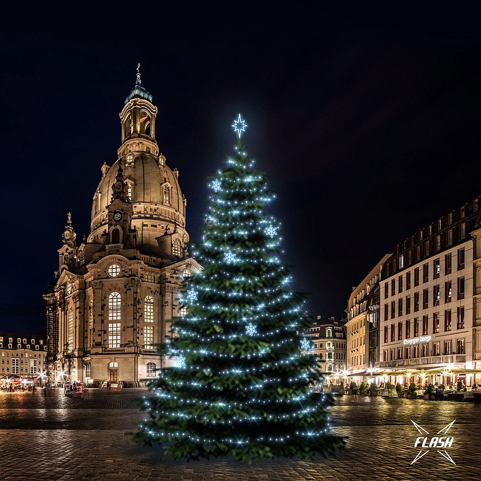 LED-Lichtset für Weihnachtsbäume, 15-17 m hoch, Kaltweiß mit Flash, Dekorationen  EFD05