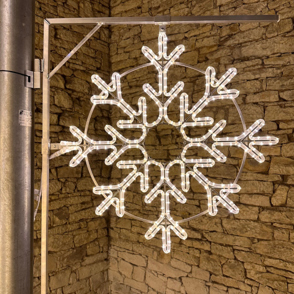 LED světelná vánoční vločka, závěsná, teple bílá, 85 cm