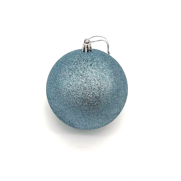 Plastová koule, prům. 10 cm, světle modrá, 6x glitter