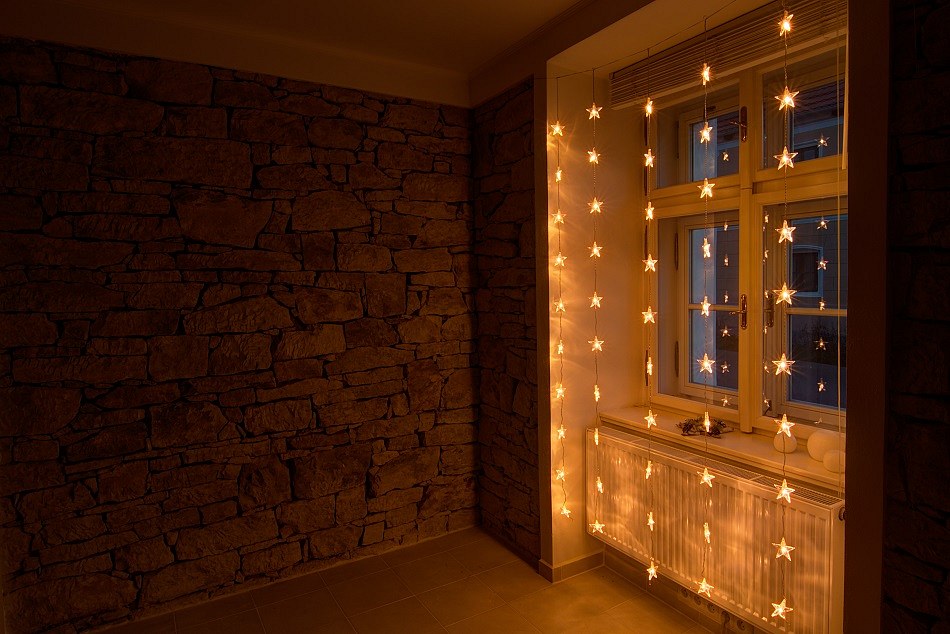 Vánoční osvětlení do okna 1 x 2 m, propojovatelné, hvězdy