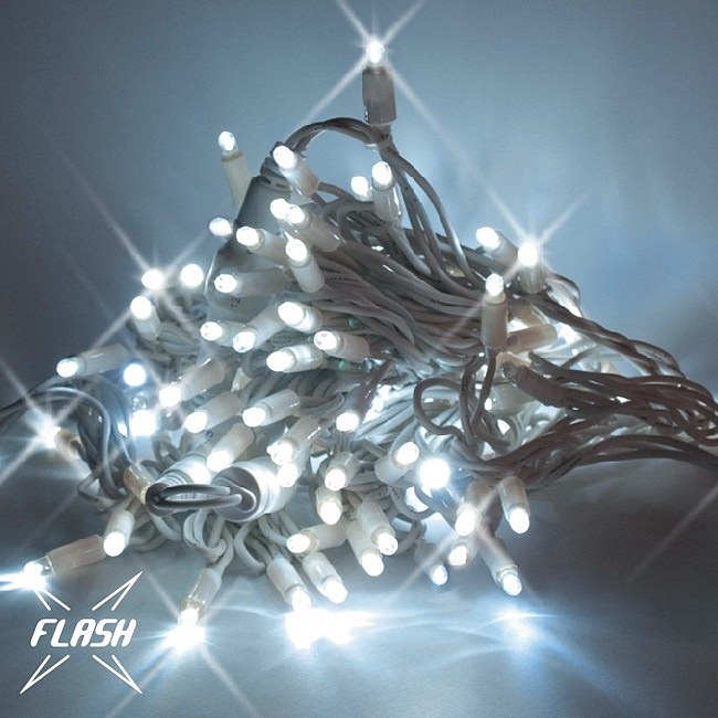 LED světelný řetěz FLASH, 20 m, ledově bílá, 120 diod,IP67