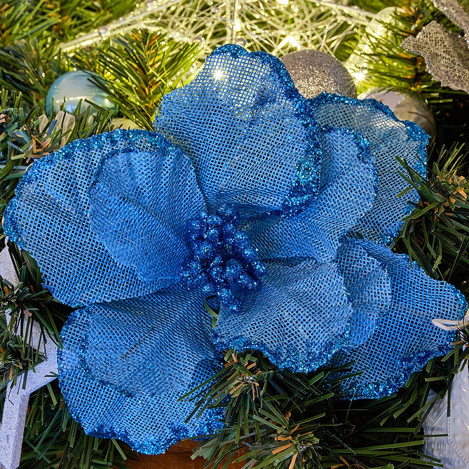 Umělá květina modrá, 20,5x17 cm