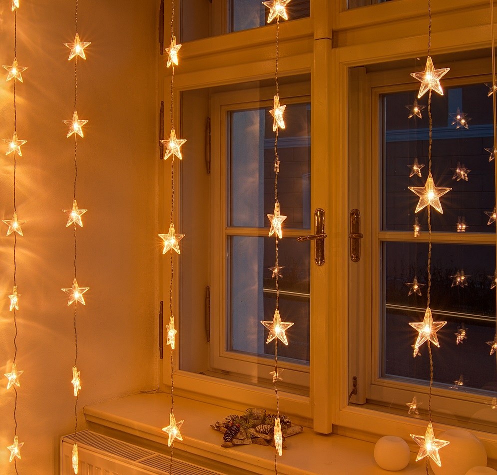 Weihnachtsbeleuchtung für Fenster, anschließbar, Sterne