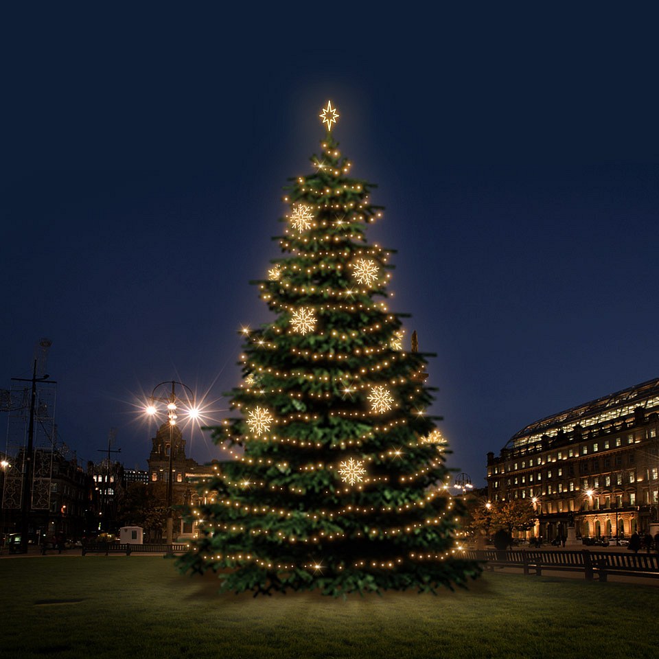 LED světelná sada na vánoční stromy vysoké 12-14 m, teplá bílá s dekory EFD08W